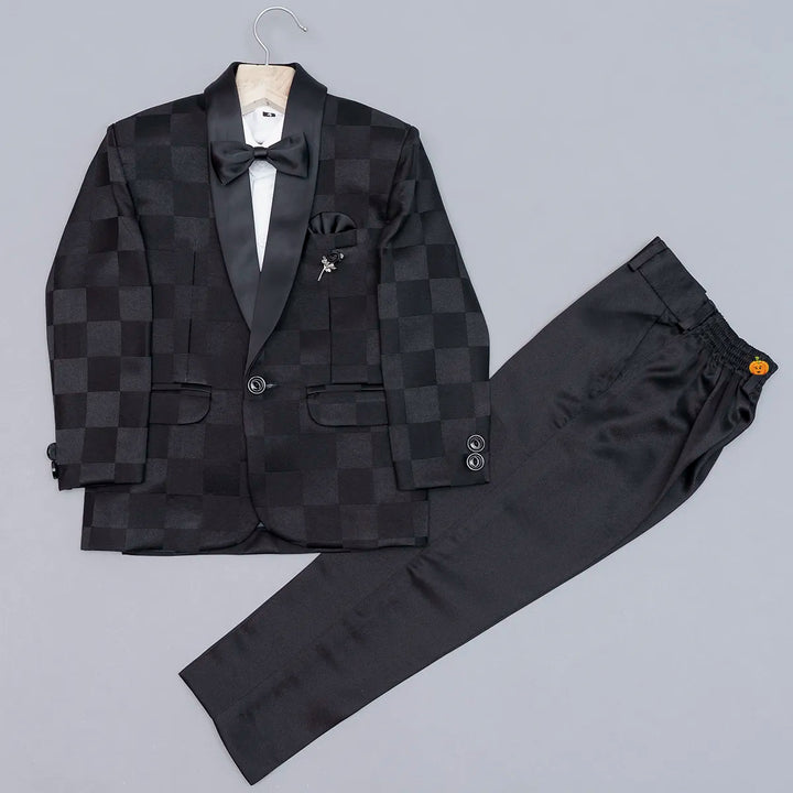 Solid Checked Boys Tuxedo Front View