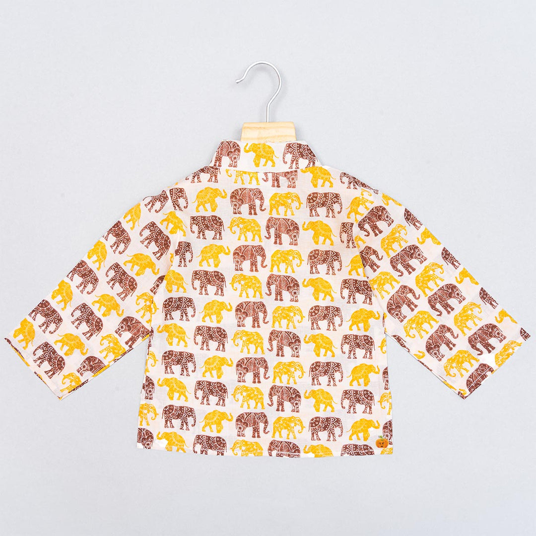 Elephant Print Cotton Kurta Pajama for Boys Back View