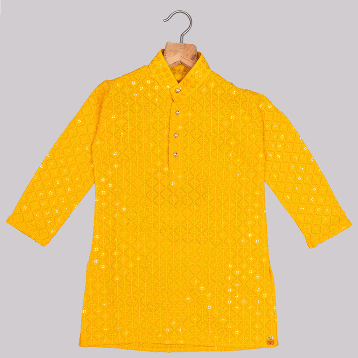 Yellow Designer Kurta Pajama for Boys Top View
