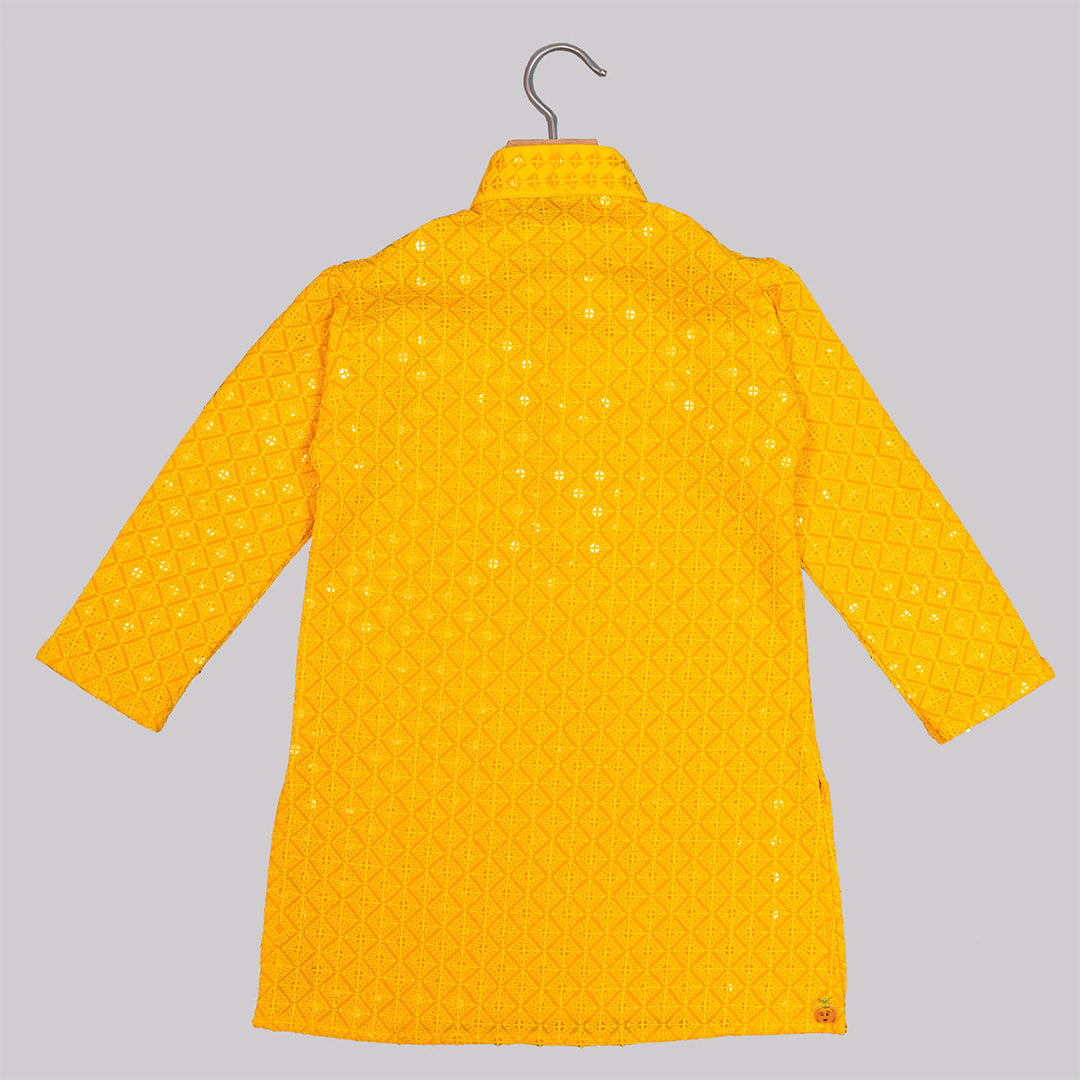 Yellow Designer Kurta Pajama for Boys Back View
