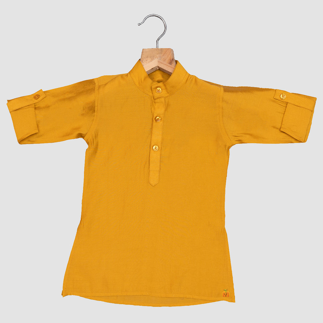 Mustard Printed Kurta Pajama for Boys Inner Kurta View