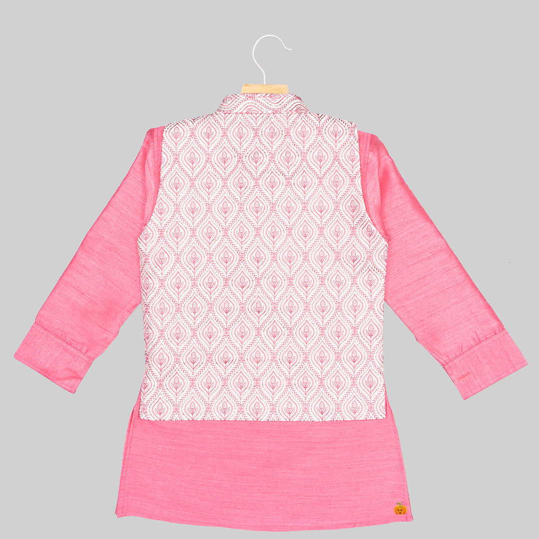 Pink Kurta Pajama for Boys with Jacket Back View