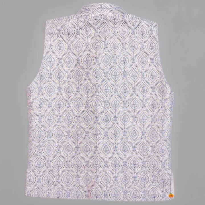 Grey Printed Kurta Pajama for Boys Back View