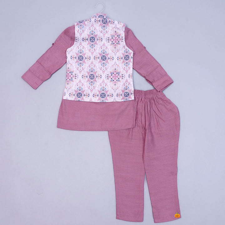 Onion Boys Kurta Pajama with Nehru Jacket Back View