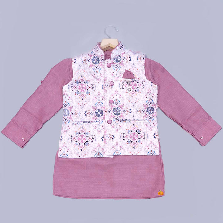 Onion Boys Kurta Pajama with Nehru Jacket Front View