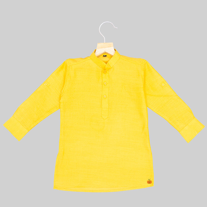 Yellow Diamond Print Kurta Pajama for Boys Kurta View