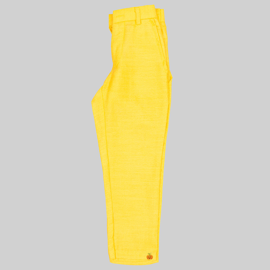 Yellow Diamond Print Kurta Pajama for Boys Bottom View