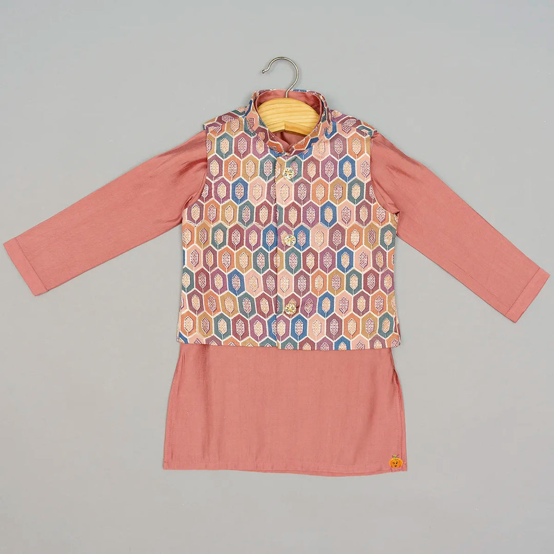 Onion Printed Boys Kurta Pajama Top View