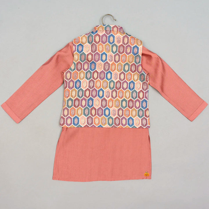 Onion Printed Boys Kurta Pajama Back View