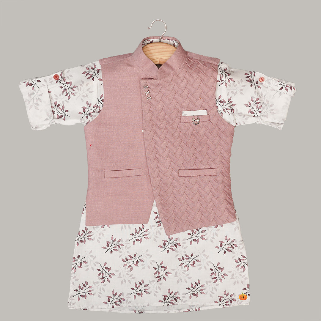 Printed Kurta Pajama for Boys with Jacket Top View