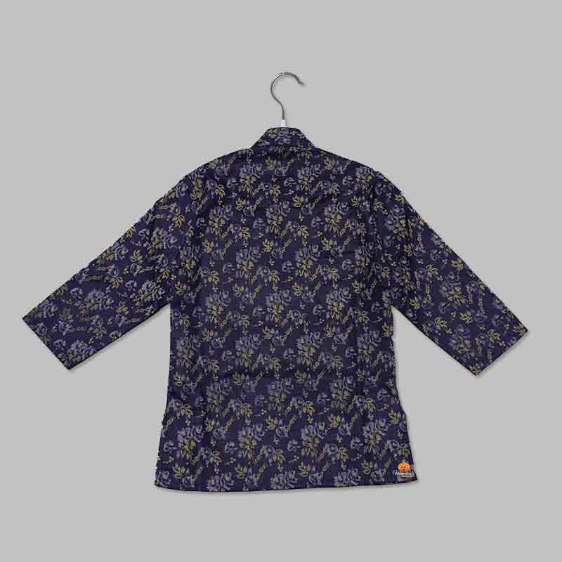 Ethnic Kurta Pajama for Boys in Flower Print Back View