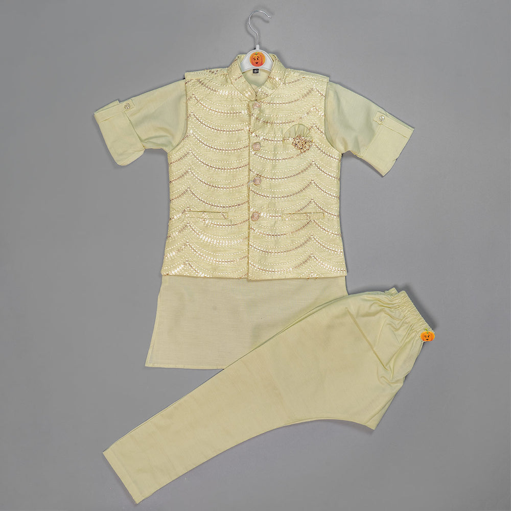 Pista & Peach Boys Kurta Pajama with Jacket Front View
