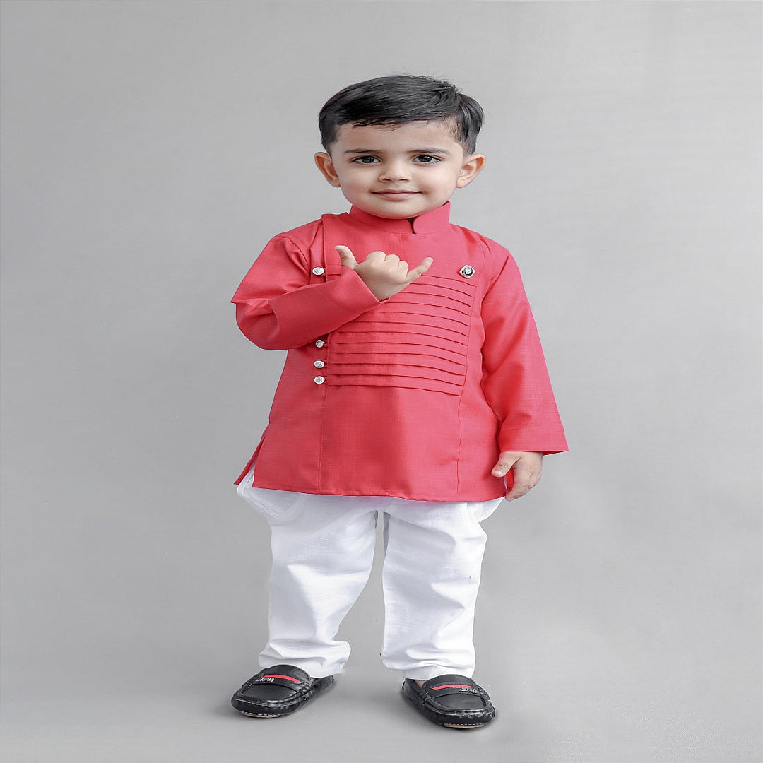 Red Boys Kurta Pajama Front View