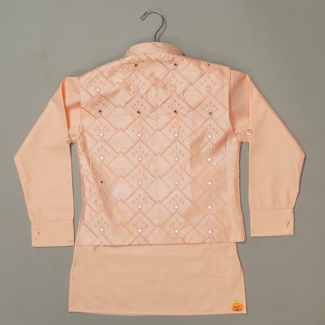 Kurta Pajama for boys with Designer Nehru Jacket Back View