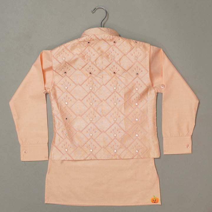 Kurta Pajama for boys with Designer Nehru Jacket Back View