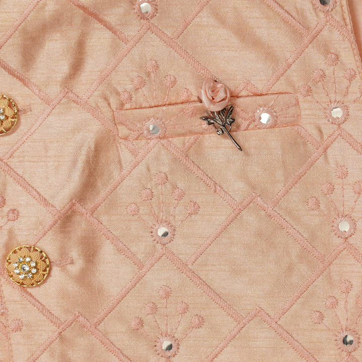 Kurta Pajama for boys with Designer Nehru Jacket Close Up View