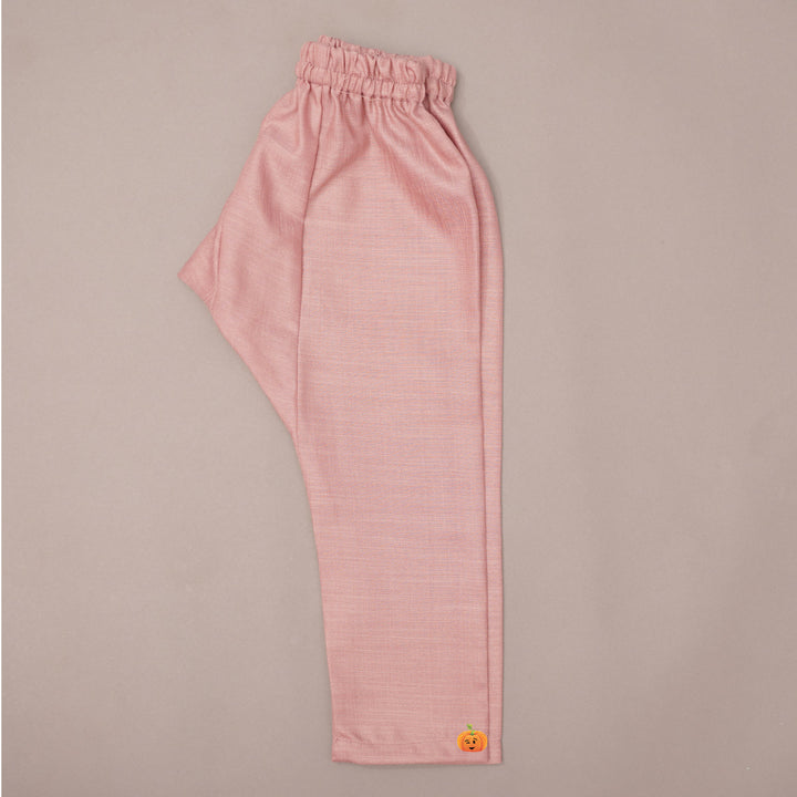 Textured Jacket Kurta Pajama for Boys in Pink Bottom View