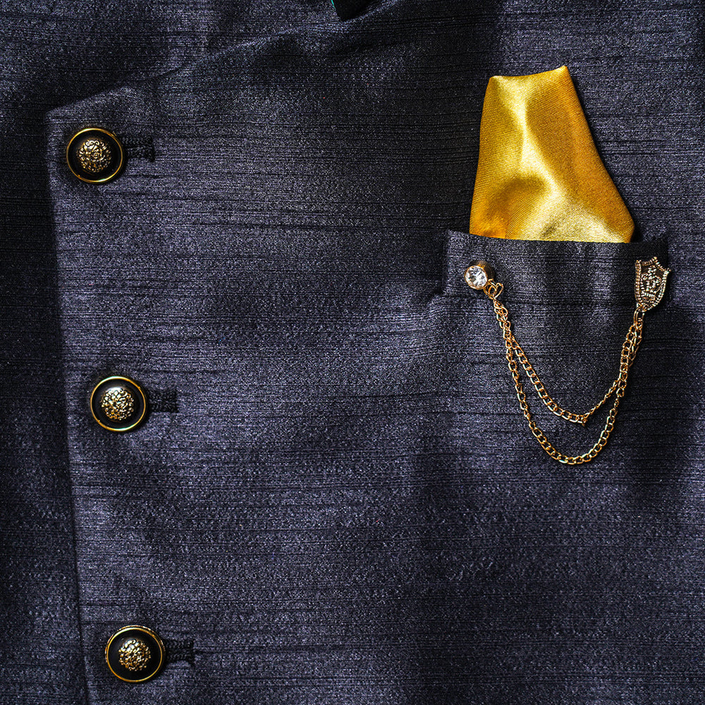 Black Boys Kurta Pajama Close Up View