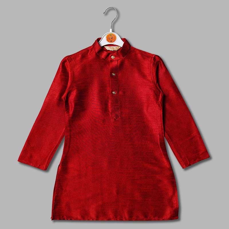 Maroon Part Wear Boys Kurta Pajama Top VIew