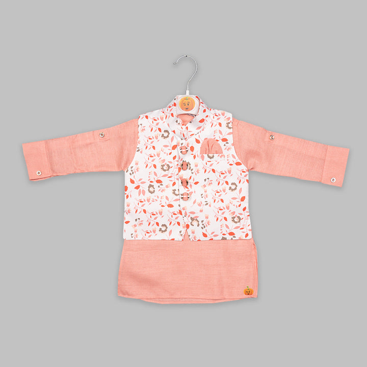 Peach Kurta Pajama for Kids and Nehru Jacket Top View