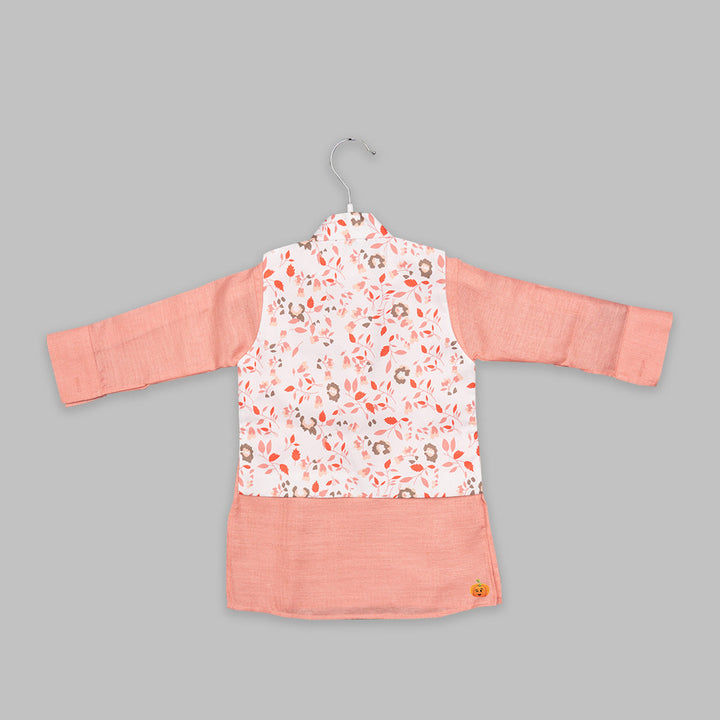 Peach Kurta Pajama for Kids and Nehru Jacket Back View