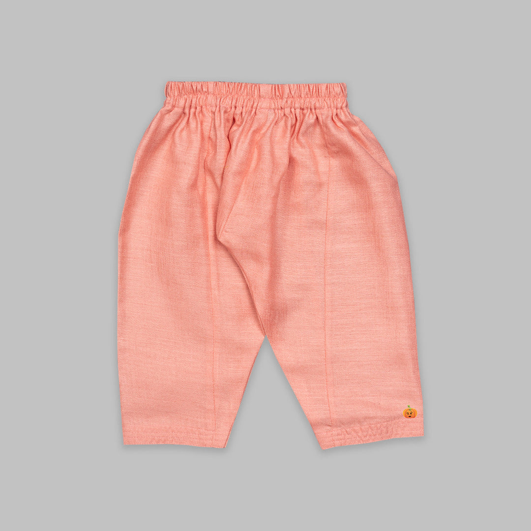 Peach Kurta Pajama for Kids and Nehru Jacket Bottom View