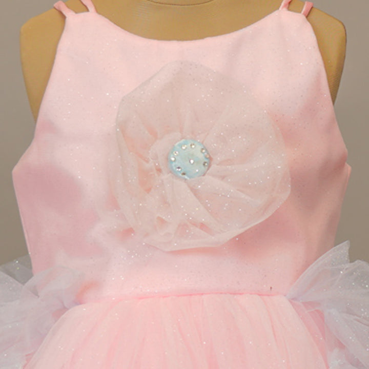 Layered Party Wear Frock Dress For Kids Close Up View