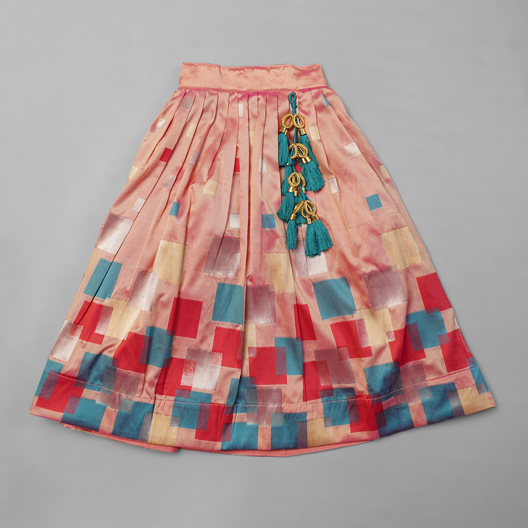 Blue Girls Lehenga Choli Bottom View