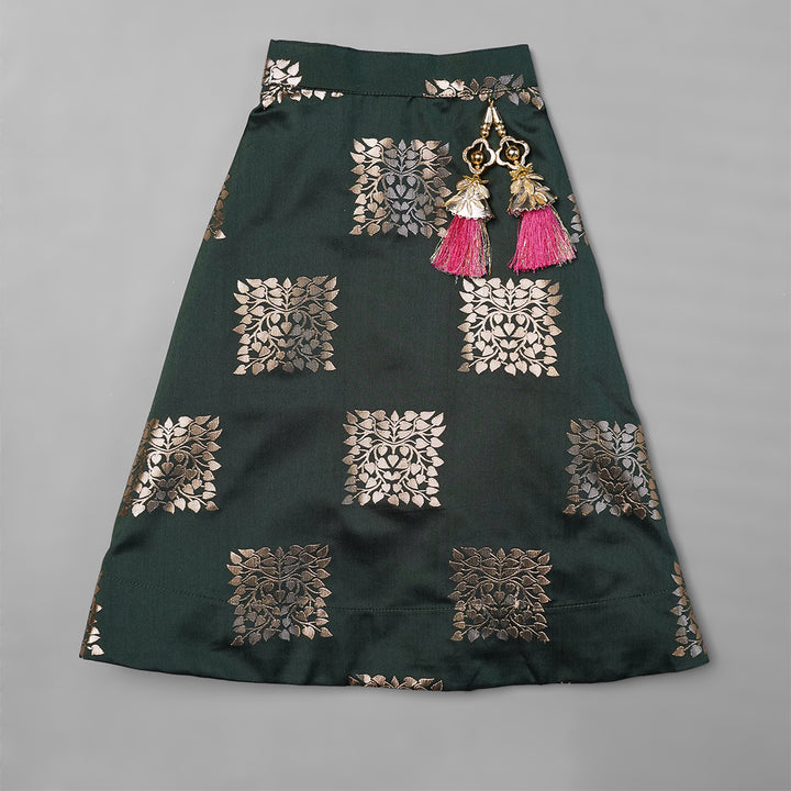 Rani-Dark Green Lehenga Choli for Kid Girls