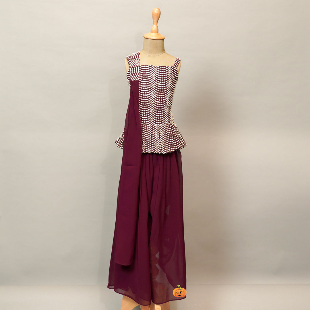 Lehenga Choli For Kids In Wine Color