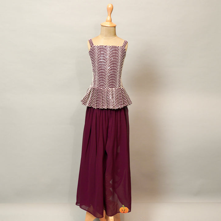 Lehenga Choli For Kids In Wine Color