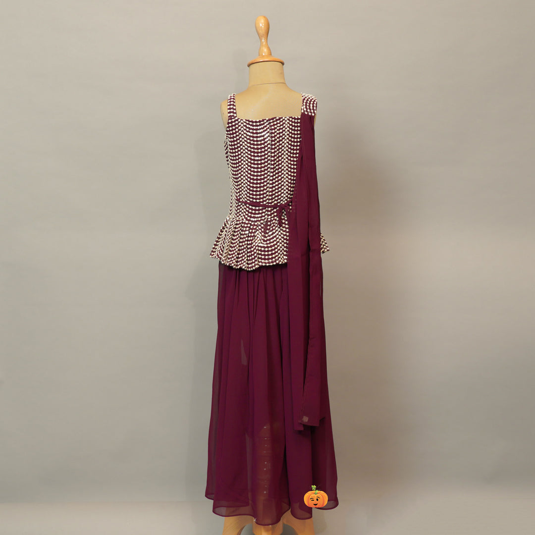 Lehenga Choli For Kids In Wine Color