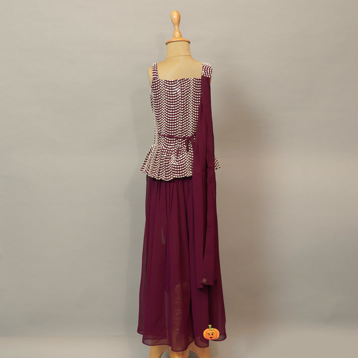 Lehenga Choli For Kids In Wine Color