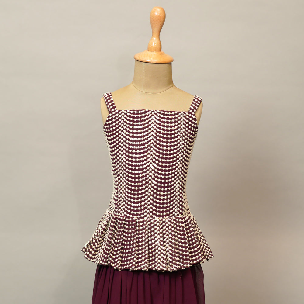 Lehenga Choli For Kids In Wine Color