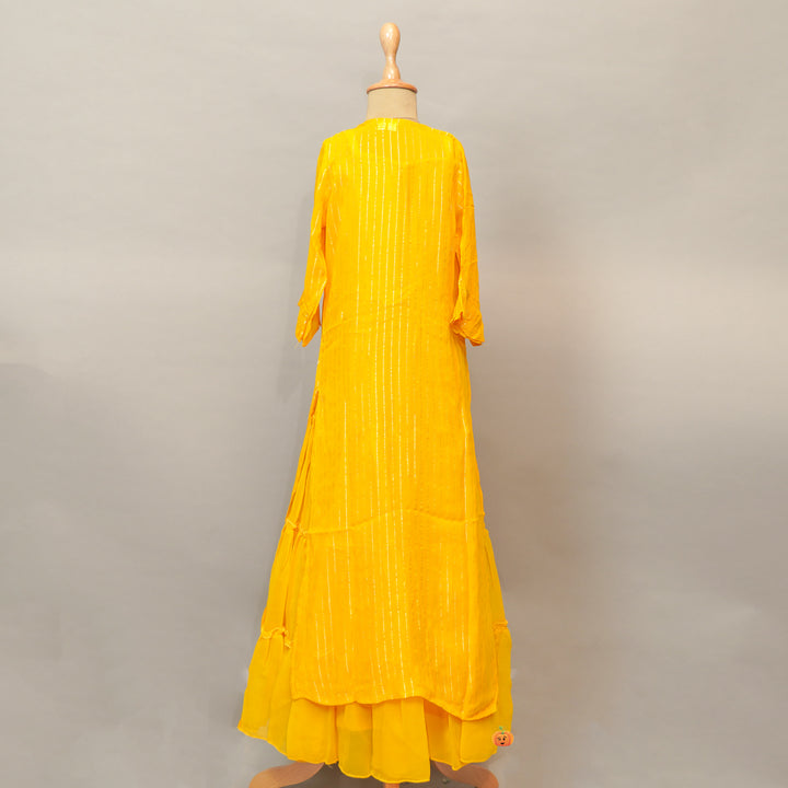 Floral Print Kids Lehenga Choli In Yellow Color