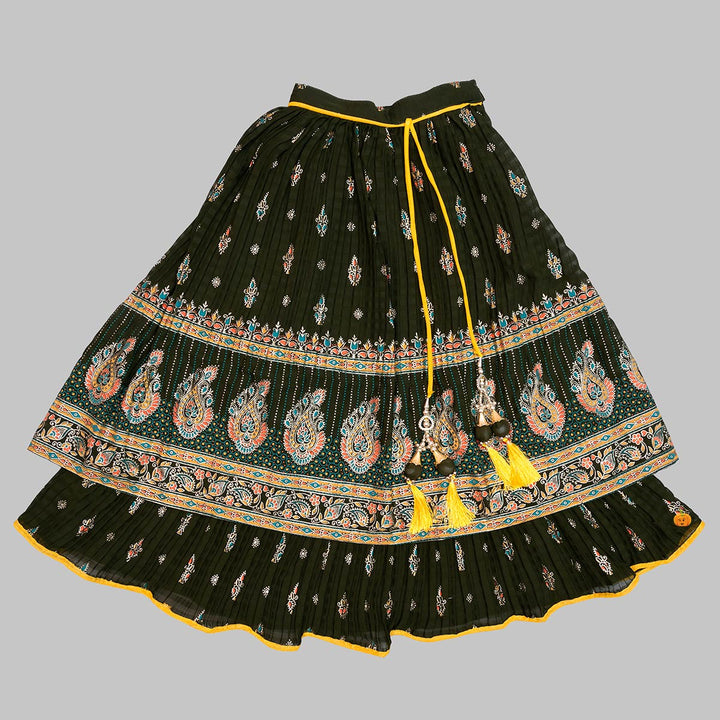 Golden Embellished Girls Lehenga Choli Bottom View