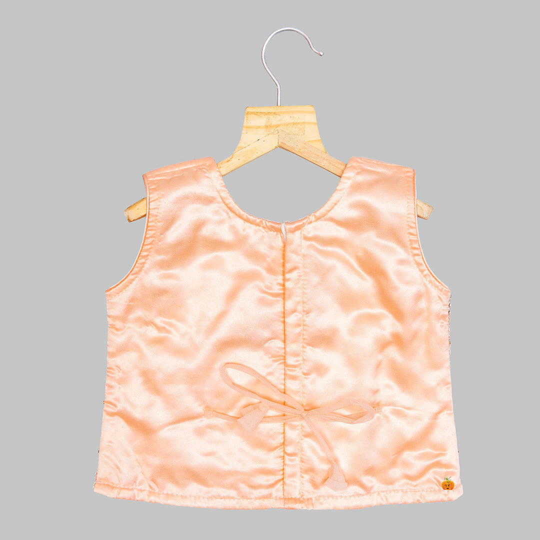 Peach Embellished Lehenga Choli for Girls Back View