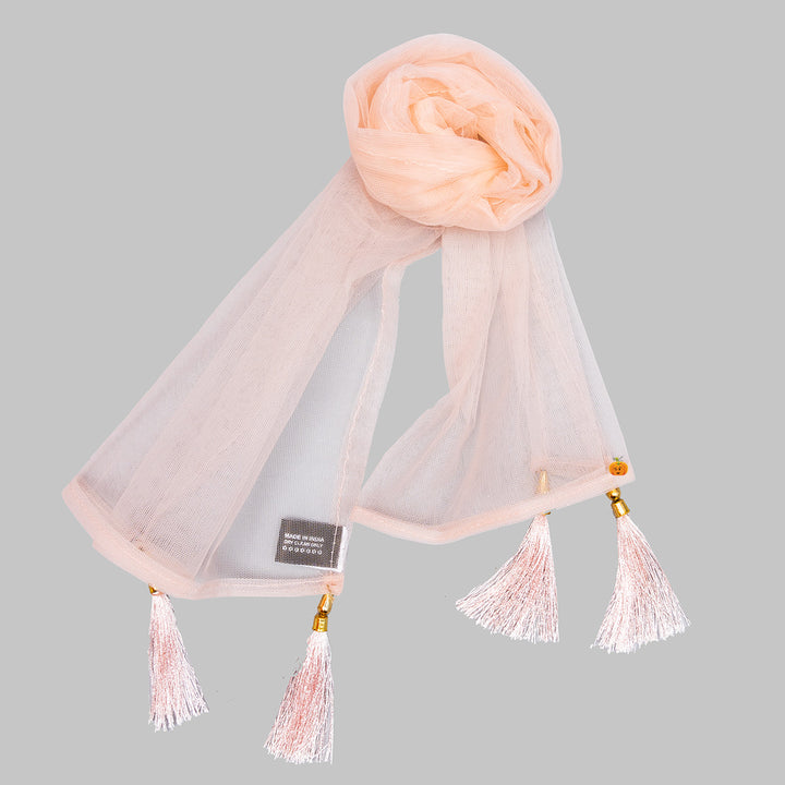 Peach Embellished Lehenga Choli for Girls Dupatta View