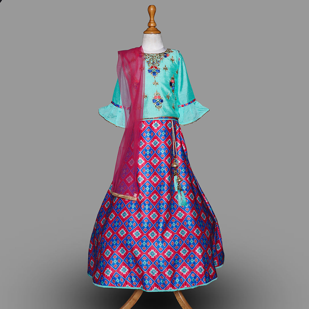 Multicolored Kid Girls Lehenga Choli