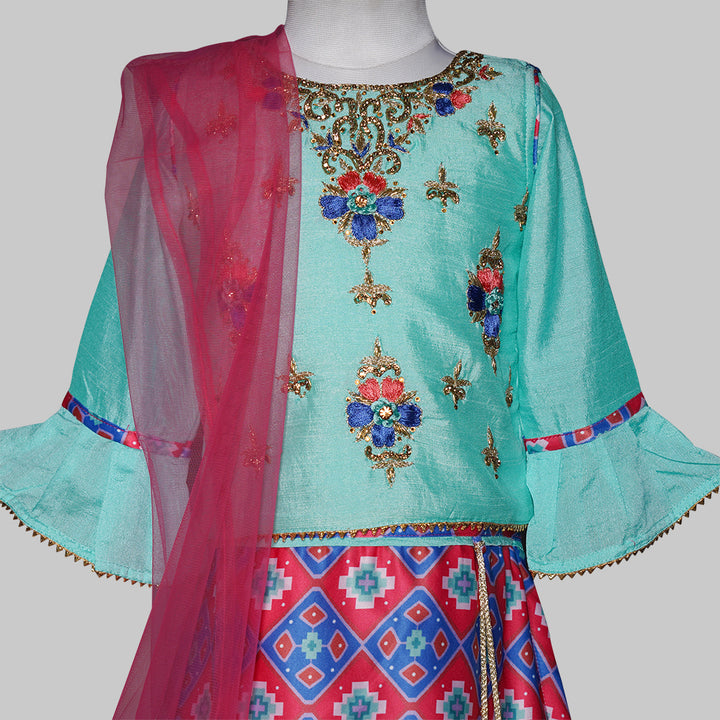 Multicolored Kid Girls Lehenga Choli