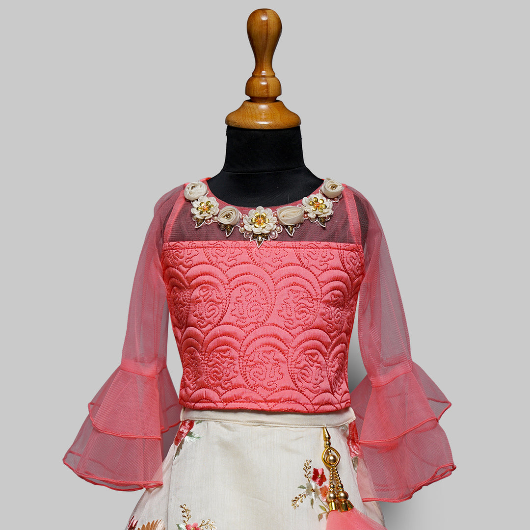 Peach Girls Lehenga Choli