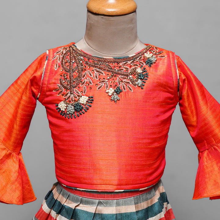 Orange Kid Girls Lehenga Choli