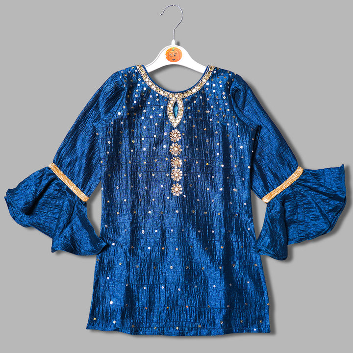 Blue Girls Gharara Dress Top View