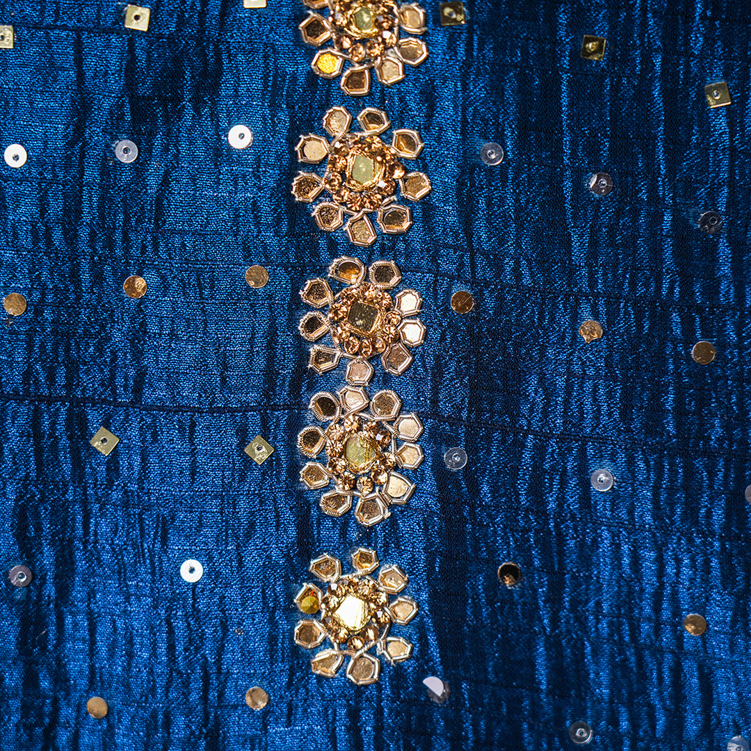 Blue Girls Gharara Dress Close Up View