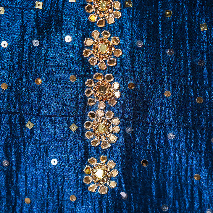 Blue Girls Gharara Dress Close Up View