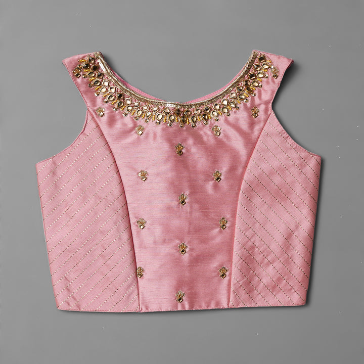 Pink-Yellow Kid Girls Lehenga Choli