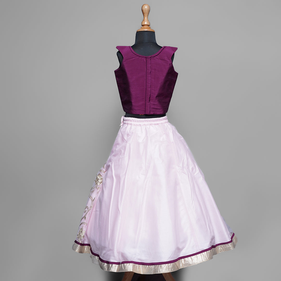 Wine Colored Kid Girls Lehenga Choli