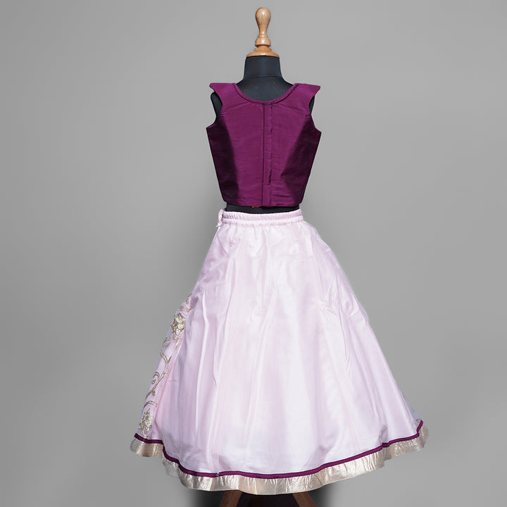 Wine Colored Kid Girls Lehenga Choli