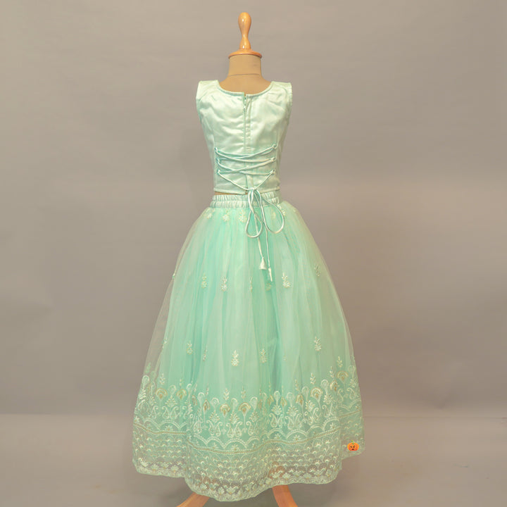 Girls Lehenga Choli In Sea Green Color
