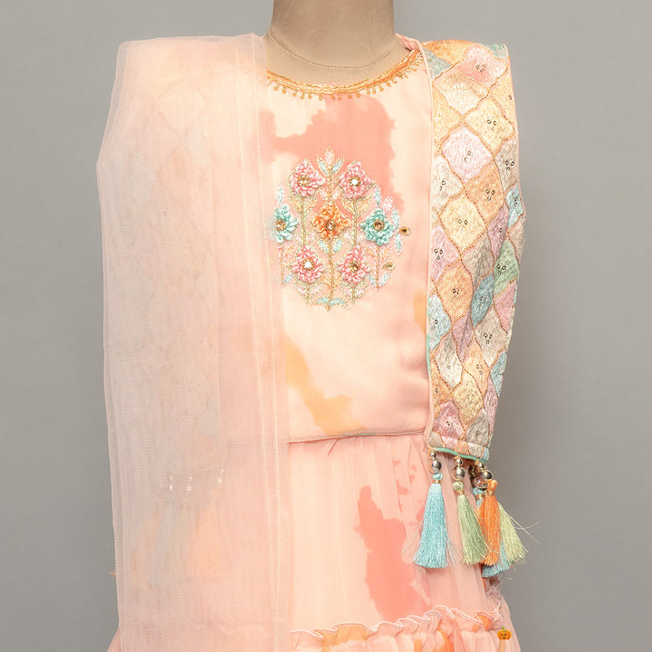 Kids Lehenga Choli With Multi Colored Print